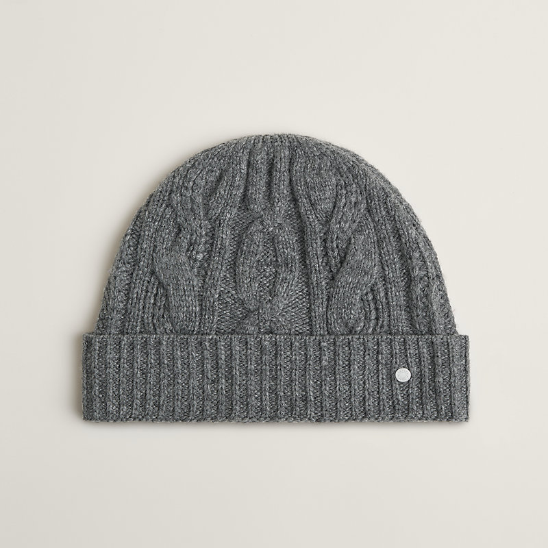 HERMES グレー ニット帽 Cable Maillons beanie - Grey | Hermès USA